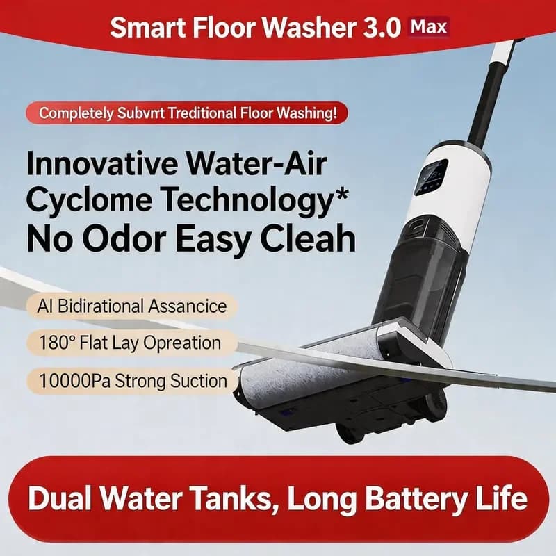 Hot Sale Electric Wet Dry Vacuum Mop All-in-One Cordless Home Floor Cleaner with Voice Prompt Self Cleaning