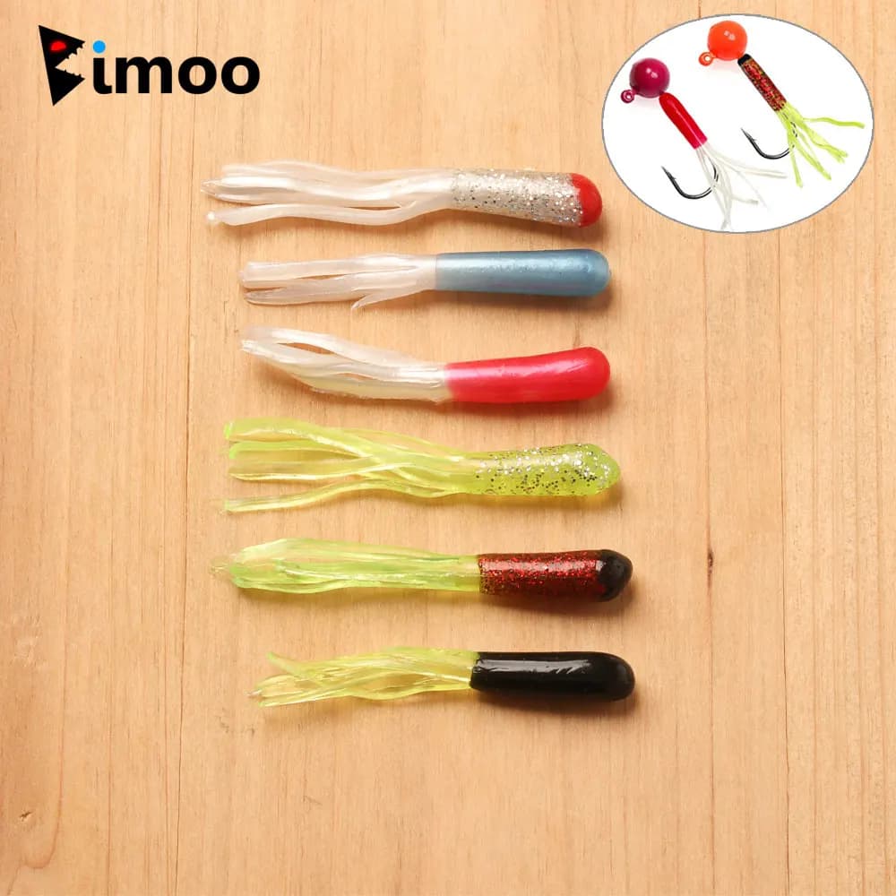 Bimoo 20 pz/pacco Tubo Morbido Esca/Squid Esca Morbida Per Richiamo di Pesca Jig Testa Richiamo Esche Bass Crappie Pesca Swimbait Accessori