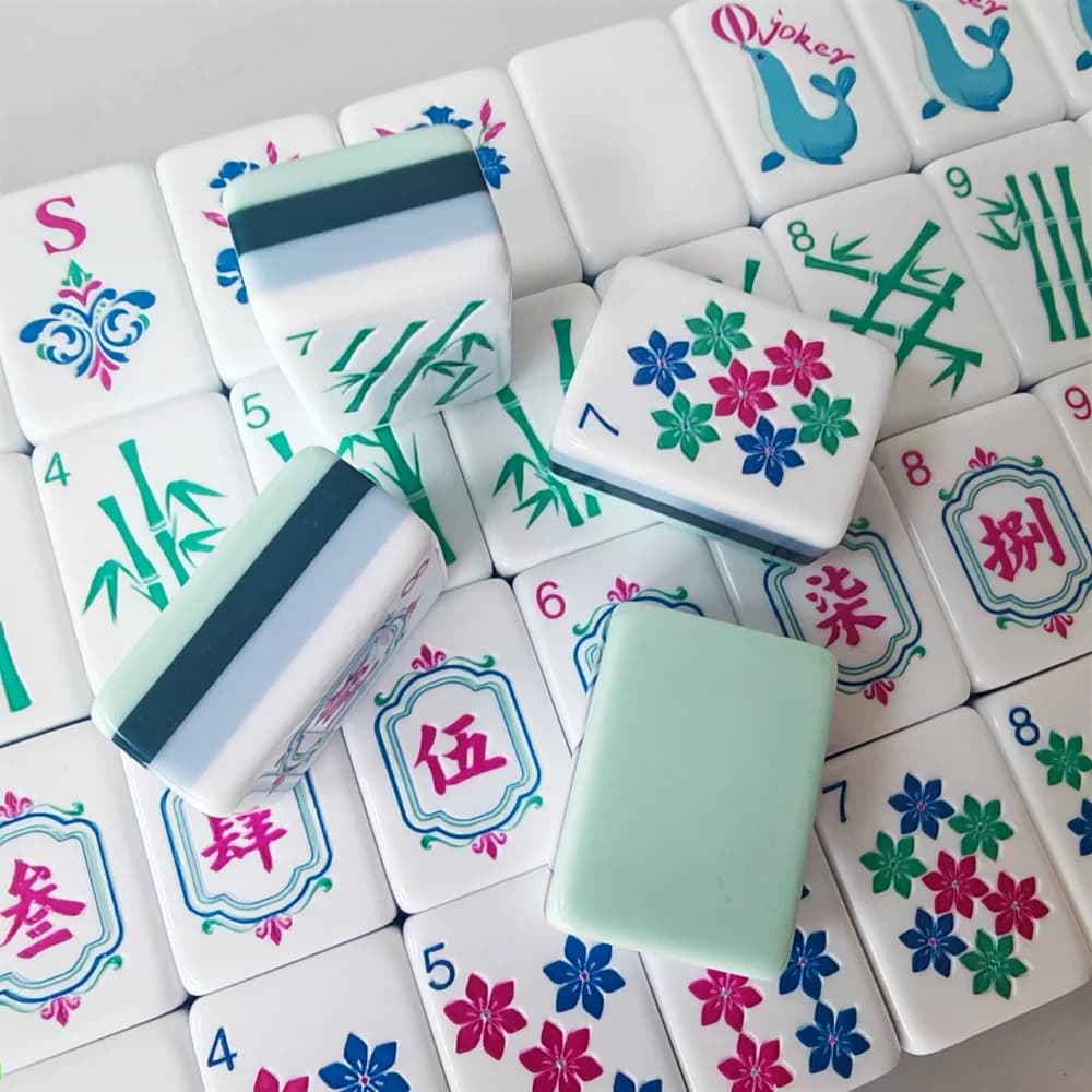 Set Mahjong Americano in Acrilico Ciano a 4 Strati, 160 Tessere, Impermeabile, Portatile, Gioco da Tavolo per Casa e Tempo Libero, Regalo