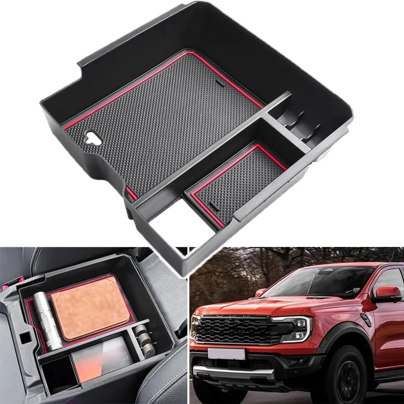Auto Bracciolo Scatola di Immagazzinaggio Vassoio Console Organizer Supporto per Ford Ranger & Ranger Raptor 2024 2025 2026 Freno a mano Elettrico Accessori Interni