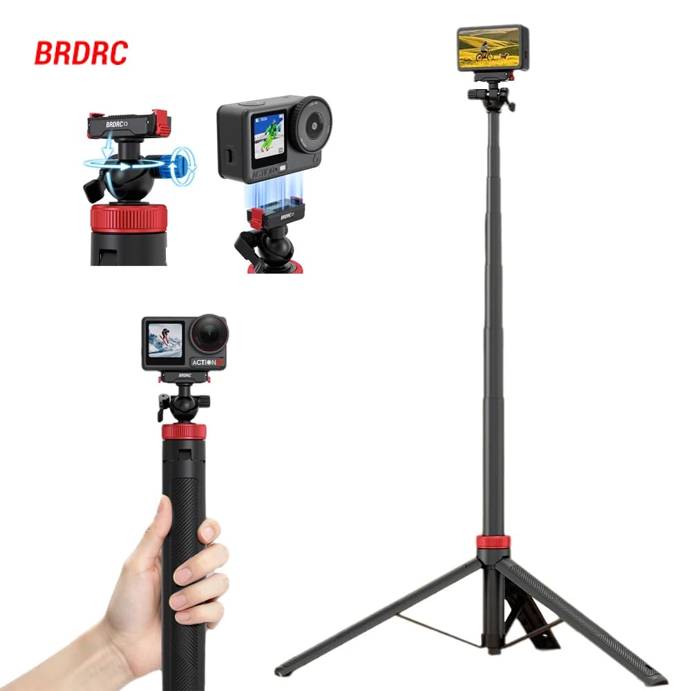 BRDRC Tripod Selfie Stick for DJI Osmo 360 Action 6 5 4 Accessories Quick-release Adapter Tripod With Adjustable Ball Head Base