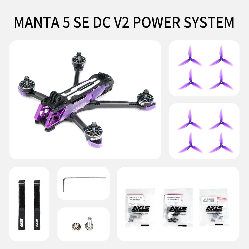 Frame Axisflying Manta 5 SE DC V2 2026 for Drone FPV Freestyle RC 5 Inch, Color Mixed Purple-Green