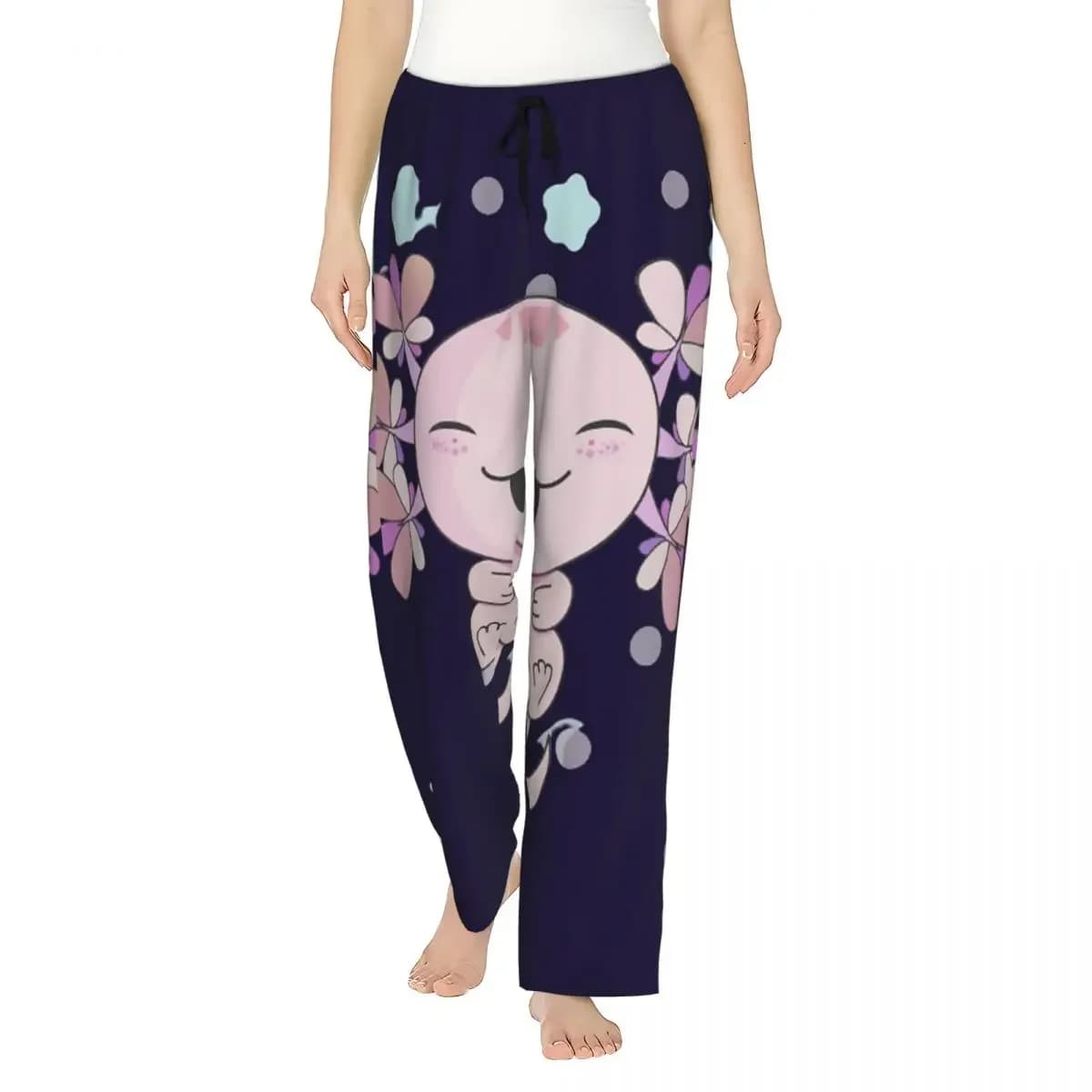 Custom Axolotl Sea Animal Women Pajama Pants Lounge Sleep Sleepwear Bottoms with Pockets