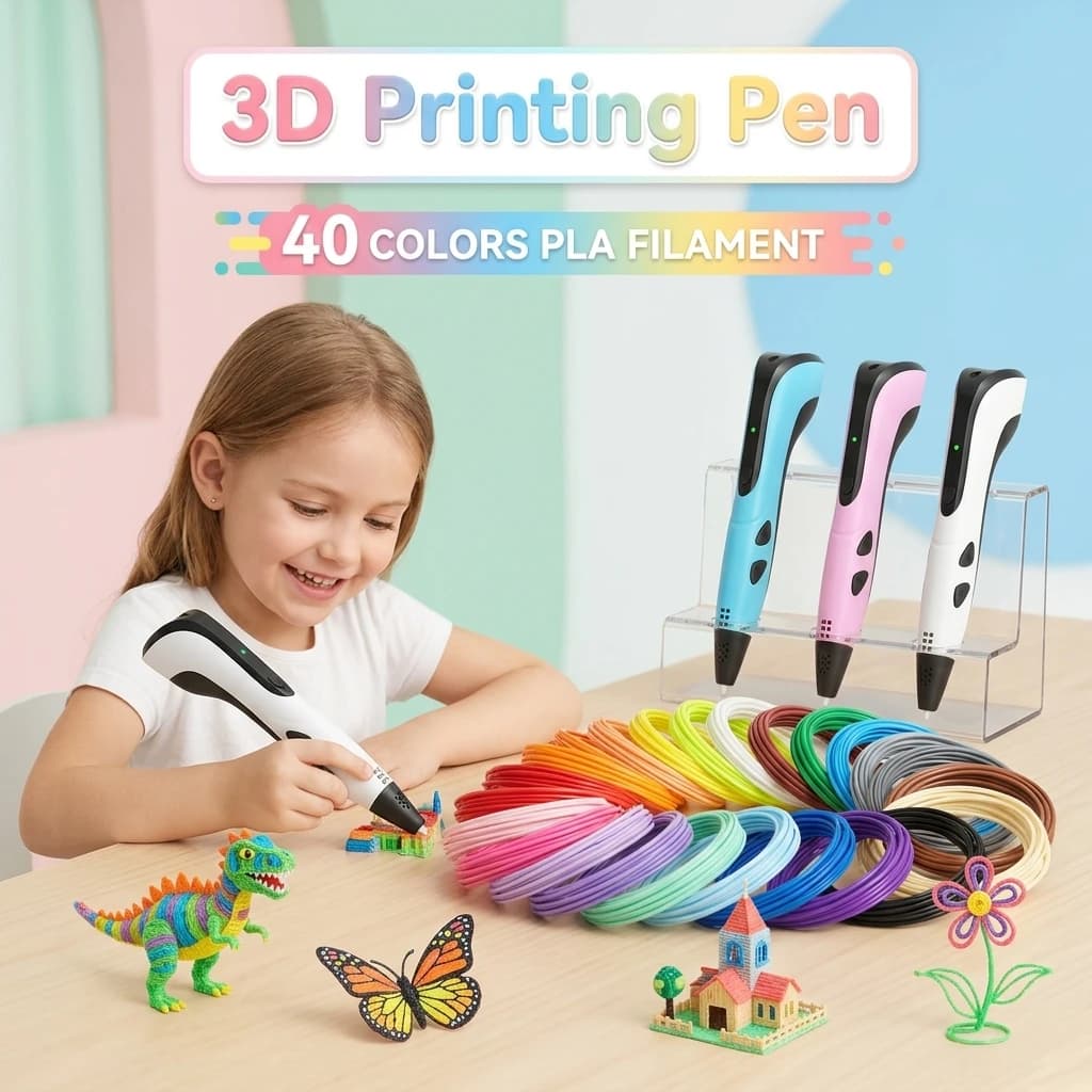 3D Pen Kids PLA Filaments 3D Priting Pen Children Graffiti Tool DIY Drawing Pens Type C Port Boys Girls Birthday Holidays Gifts