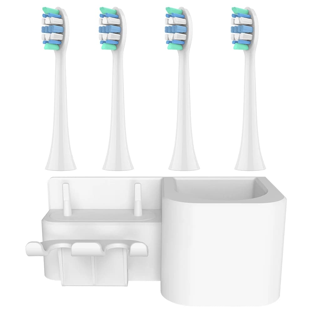 Pack of 4 spare heads and self-adhesive toothbrush holder, compatible with Philips Sonicare electric toothbrush