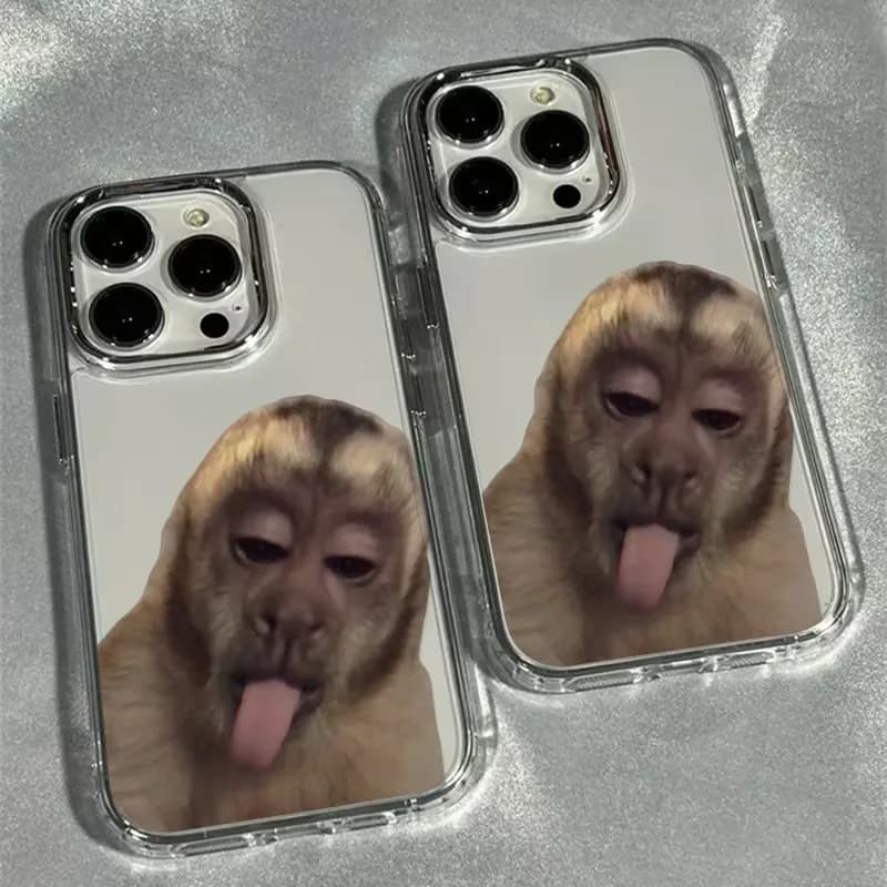 Tongue Sticking Monkey Phone Case For IPhone 17 Air 16 16E 15 14 13 12 11 Pro Max X XR XS 7 8 Plus SE2 Transparent Soft Cover