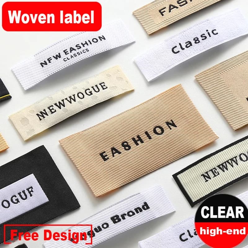 Etichette per indumenti personalizzate/Etichette tessute Abbigliamento Etichette ricamate LOGO con piega tagliata Abbigliamento personalizzato HangTag Abbigliamento per bambini