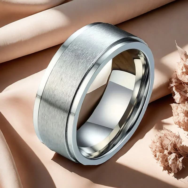 Anello antistress rotante in acciaio inossidabile smerigliato per uomo ansia Relife Spinning Finger Ring Fidget Metal Spinner Anillos