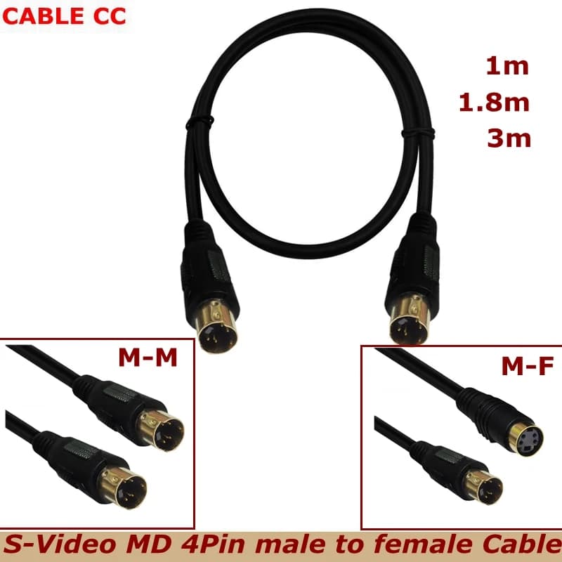 Cavo terminale S con nucleo in rame placcato oro da 1 m Mini cavo video DIN a quattro pin Cavo di collegamento AV TV MD4P Connessione maschio-femmina
