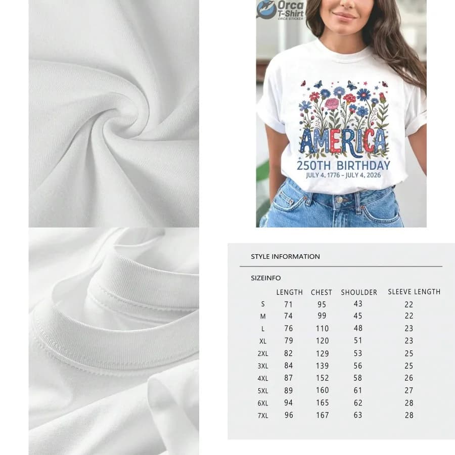 【Nuovo stile】T-shirt con design floreale per il 250° anniversario degli Stati Uniti - T-shirt con motivi colorati con blu, rosso e bianco L
