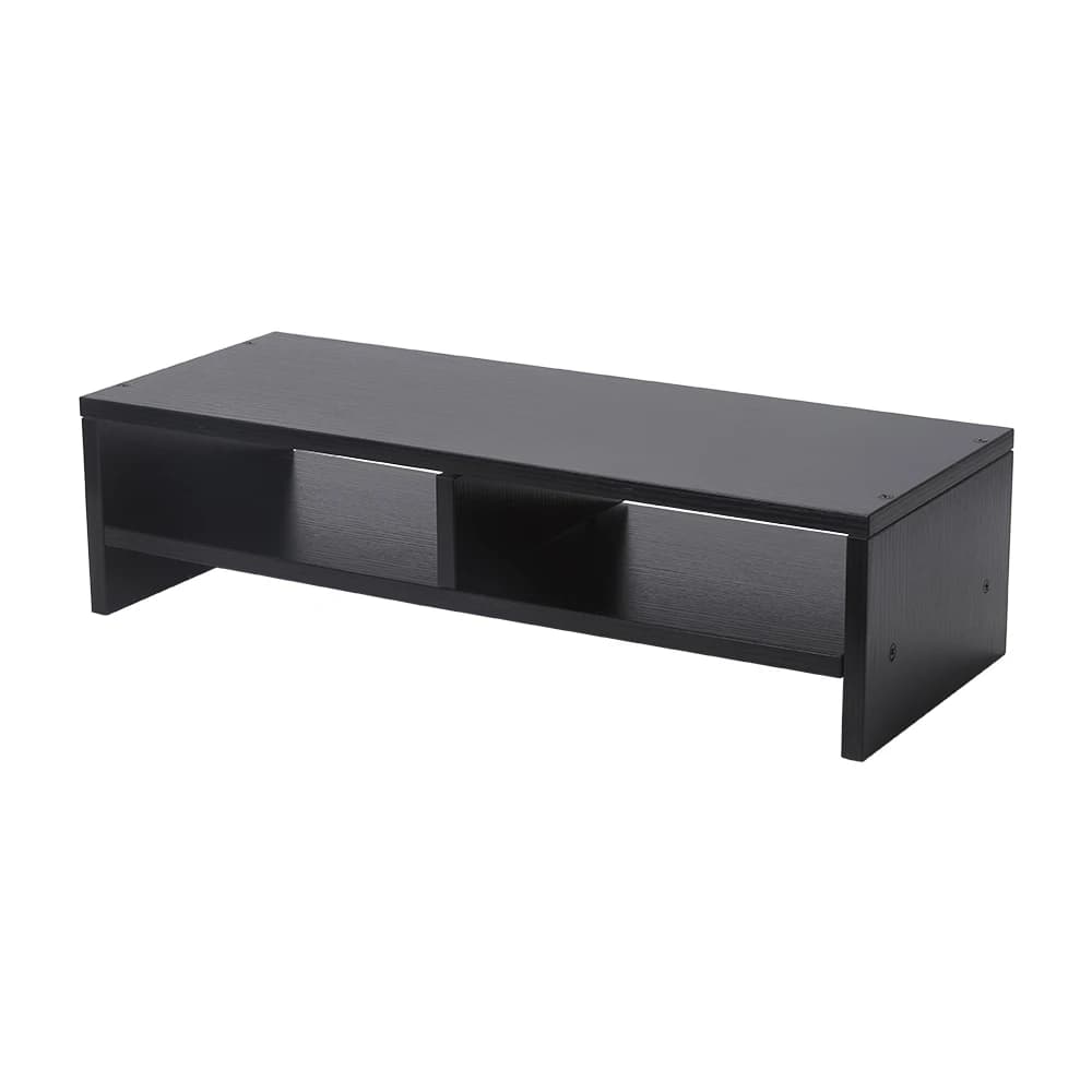 Supporto per Monitor a 2 Livelli con Ripiano in Legno, Stand per Computer, Ripiano per Stampante, PC e Laptop