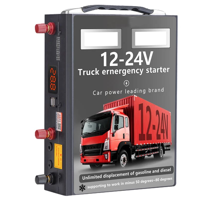 Avviatore portatile da 12/24 Volt con luce a LED Booster batteria per camion pesanti e strumento di emergenza per motocicli 458000mAh
