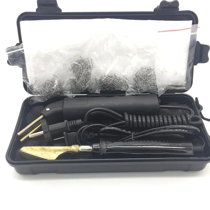 Kit di riparazione paraurti auto Cucitrice a caldo Kit di riparazione plastica in plastica Saldatrice + Cucitrice da 200 pezzi + Ferro levigante