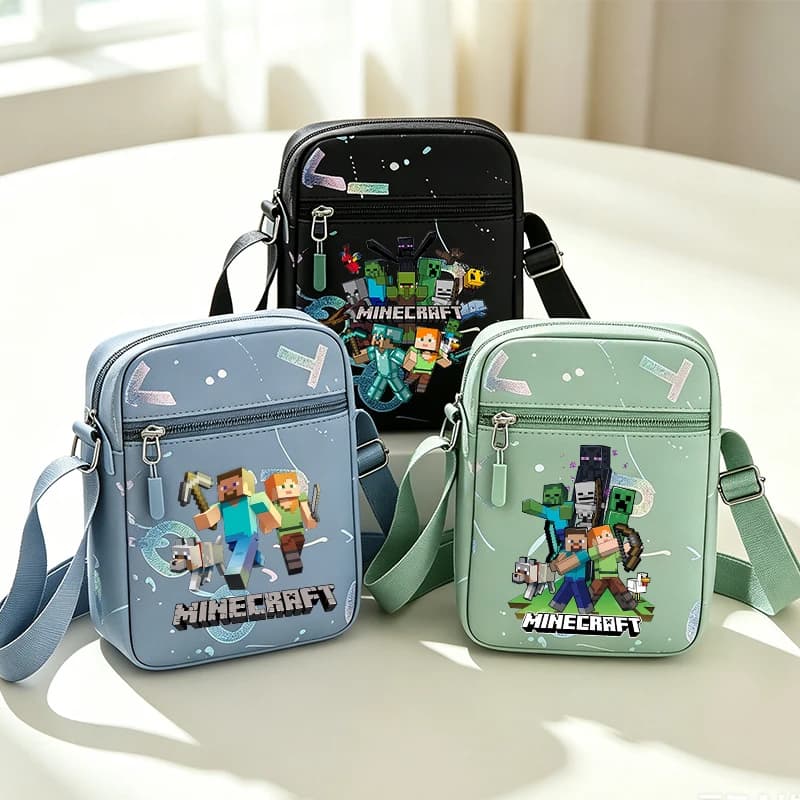 Game Themed Shoulder Bag Minecrafted Cartoon Crossbody Bag for Man Fashion Mobile Phone Storage Pouch Male Handbag Birthday Gift