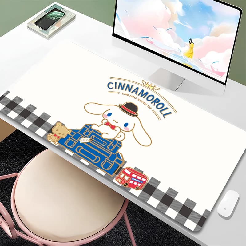 Tappetino per mouse per e-sport, grande e resistente, tappetino per tastiera per computer kawaii Cinnamoroll, tappetino da scrivania in gomma, accessori da gioco, mousepad