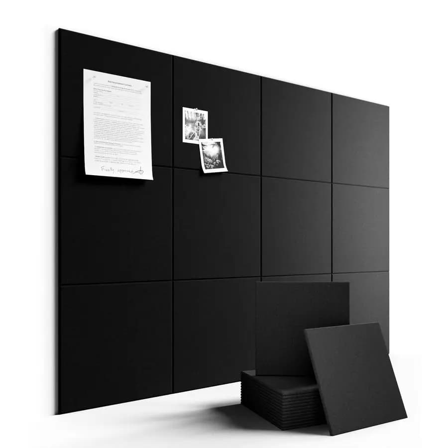 Grande Bacheca in Feltro, Alternativa alla Bacheca in Sughero 48 x 36, Confezione da 12 con 70 Linguette Adesive Sicure Rimovibili, Bacheca in Feltro da Parete