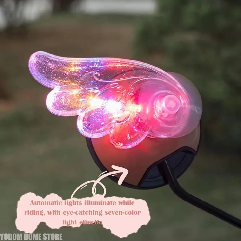 Cute Wind Power Glowing Wings for Motorcycle Bicycle Electric Scooter Bike Helmet Car Mirrors Home Decoration Crafts Figurines