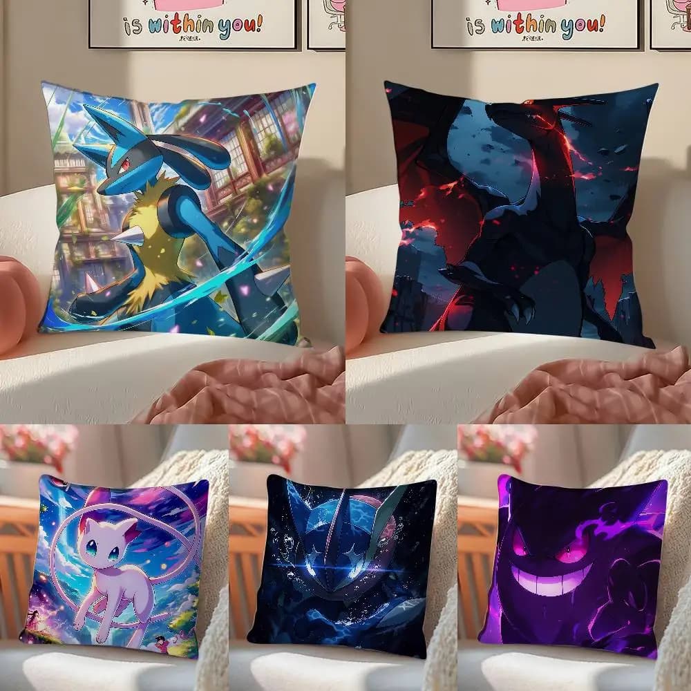 Fodera per cuscino in peluche con personaggi anime Pokemon, morbida fodera per cuscino in peluche corto per divano, camera da letto, soggiorno, decorazioni per la casa, regalo