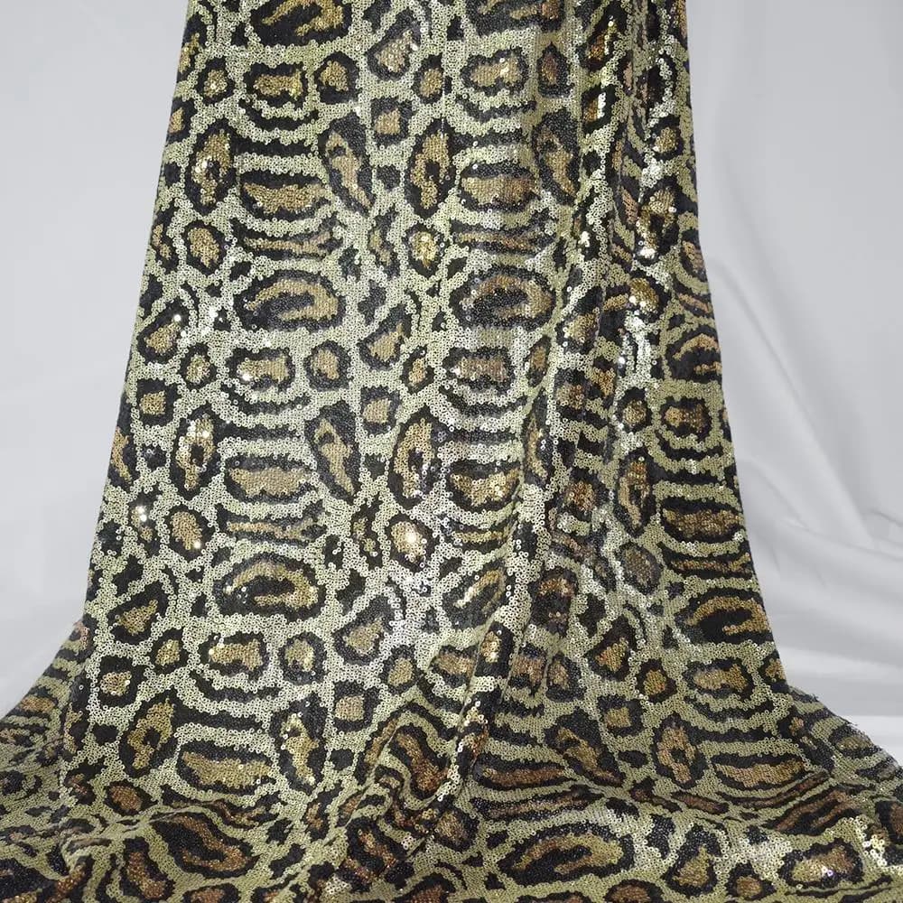 3MM Leopard Sequin Fabric Animal Pattern Telas Designer Fabric DIY Sewing Doll Material Sparkle Tecido Costura Fabric For Dress