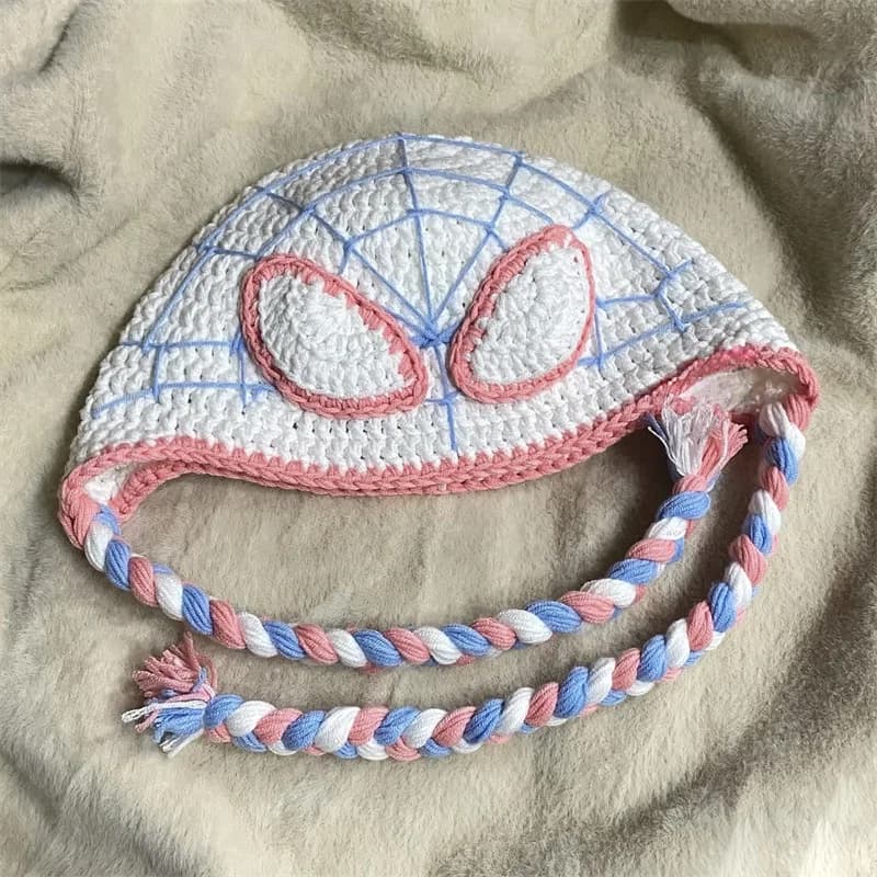 New Hot-Selling Cross-Border Style Spiderweb Decoration hand knitting hat Cool Big-Eyed Cartoon Fun Spider Hat