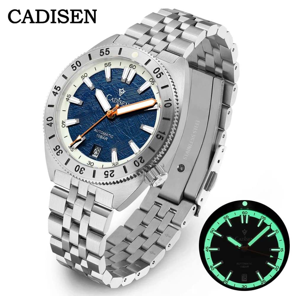 CADISEN Orologio meccanico automatico Uomo Quadrante in meteorite Orologio business casual impermeabile Orologio da uomo MIYOTA in acciaio inossidabile 316L