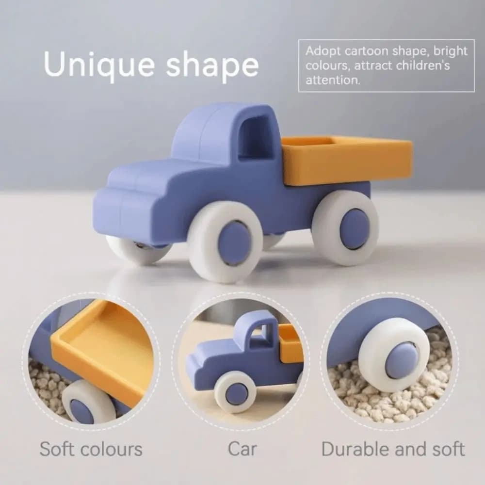 Massaggiagengive in silicone per la coordinazione occhio-mano, in silicone alimentare senza BPA, a forma di auto, per neonati e bambini