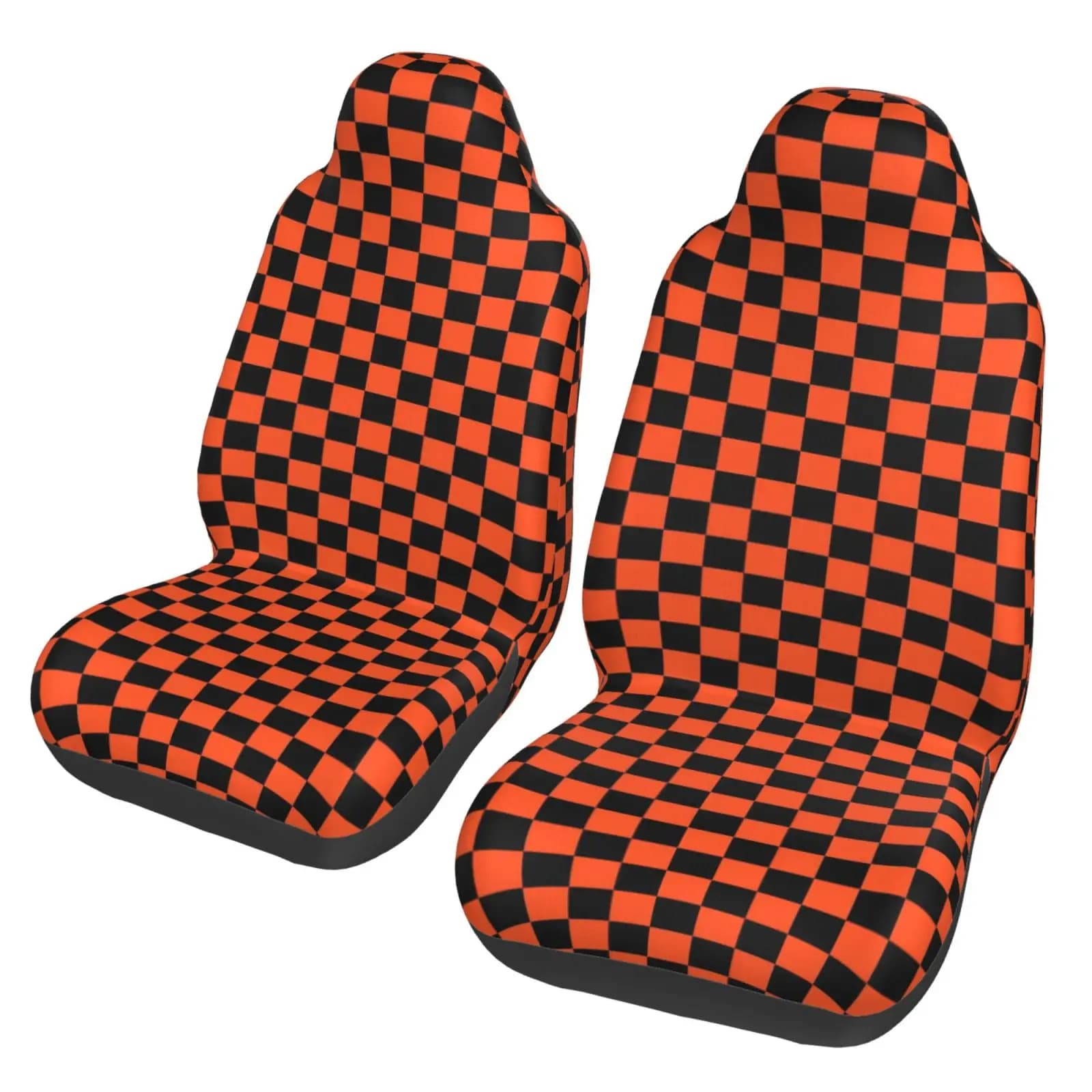Customized Orange Checkered Printed General Motors Seat Cover Suitable for All Car Seat Cover Protectors 2-piece Set