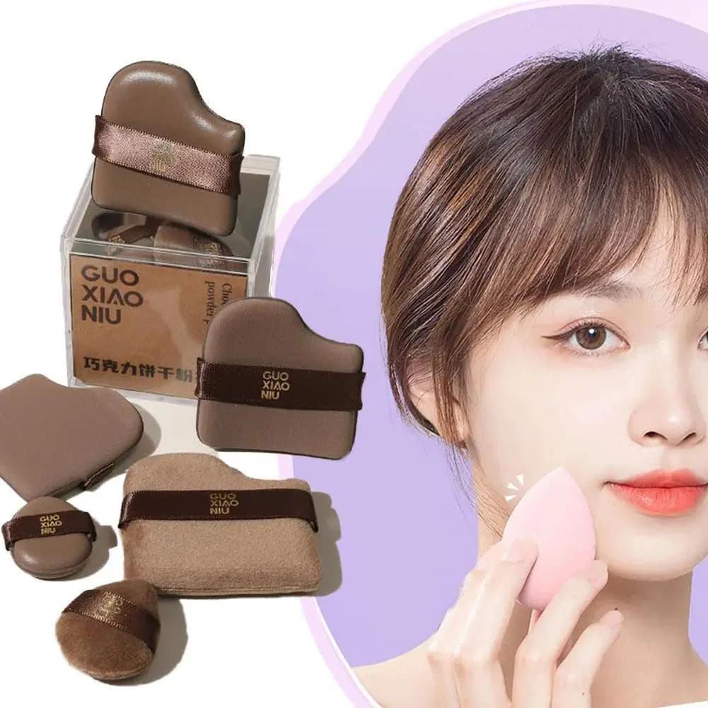 GUOXIAONIU Chocolate Biscuit Dust Blow Mini Inch Dust Blow Corrector Fard Tool for dry and wet makeup Fit to face