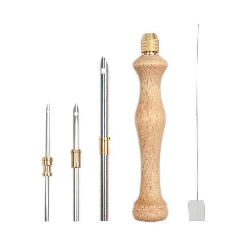 Adjustable 5mm/3.5mm/2mm Punch Needle Magic Embroidery Pen Kit Embroidery Punch Needle Set Wooden Threader Needles For Embroide