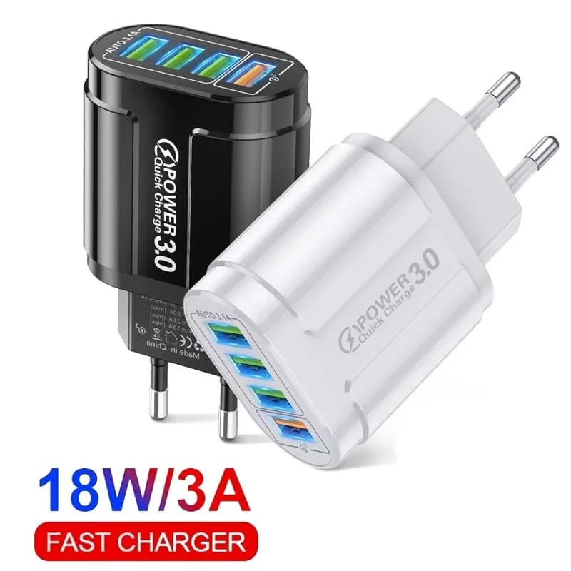 Caricatore USB con presa europea UE USA a ricarica rapida da 48 W Caricatore rapido a 4 porte Adattatore per caricabatterie da viaggio per telefono cellulare USB per iPhone Xiaomi