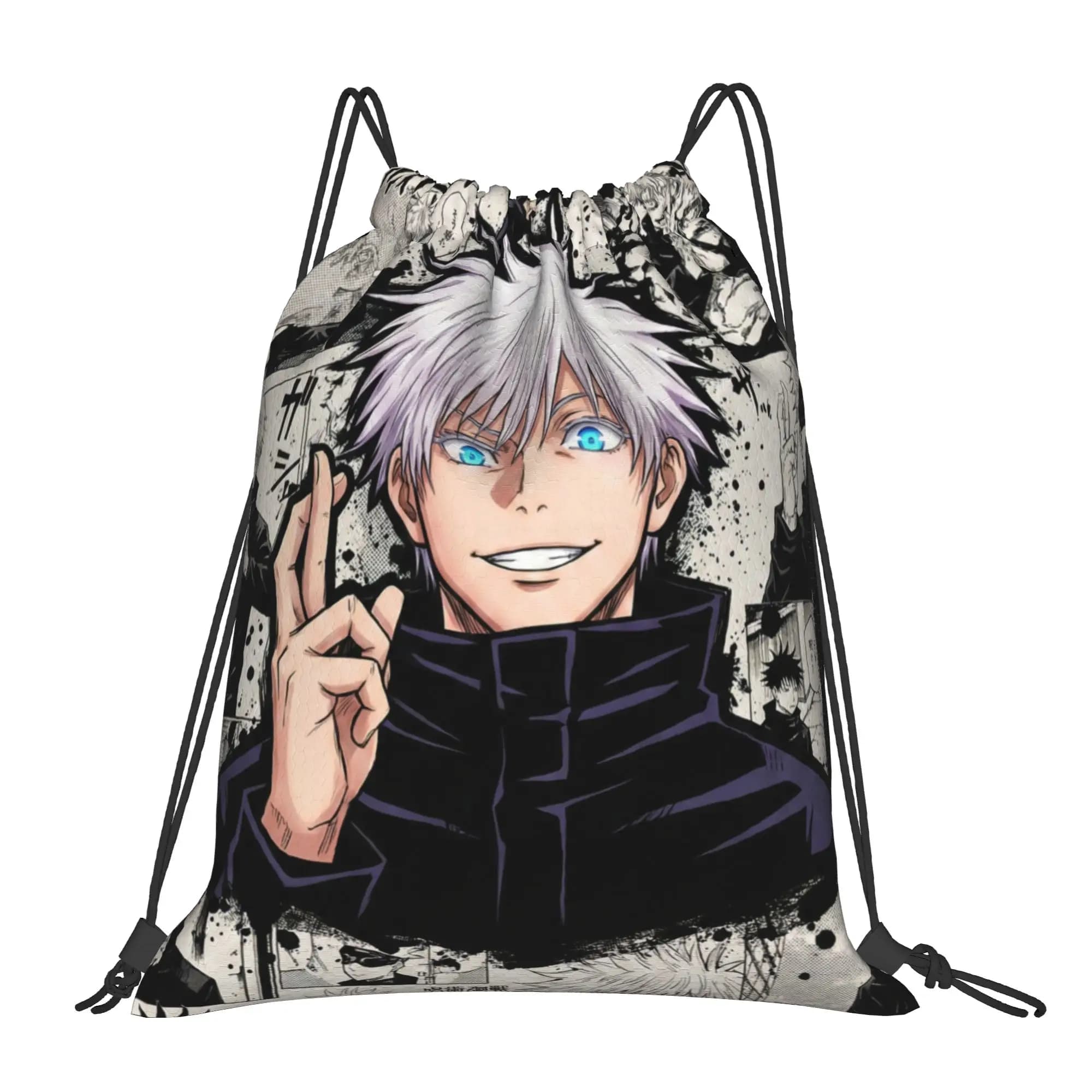 Satoru Gojo (6) Jujutsu Kaisen Zaino portatile con coulisse per lo shopping, Zaino da equitazione, Borse con coulisse per scarpe da palestra