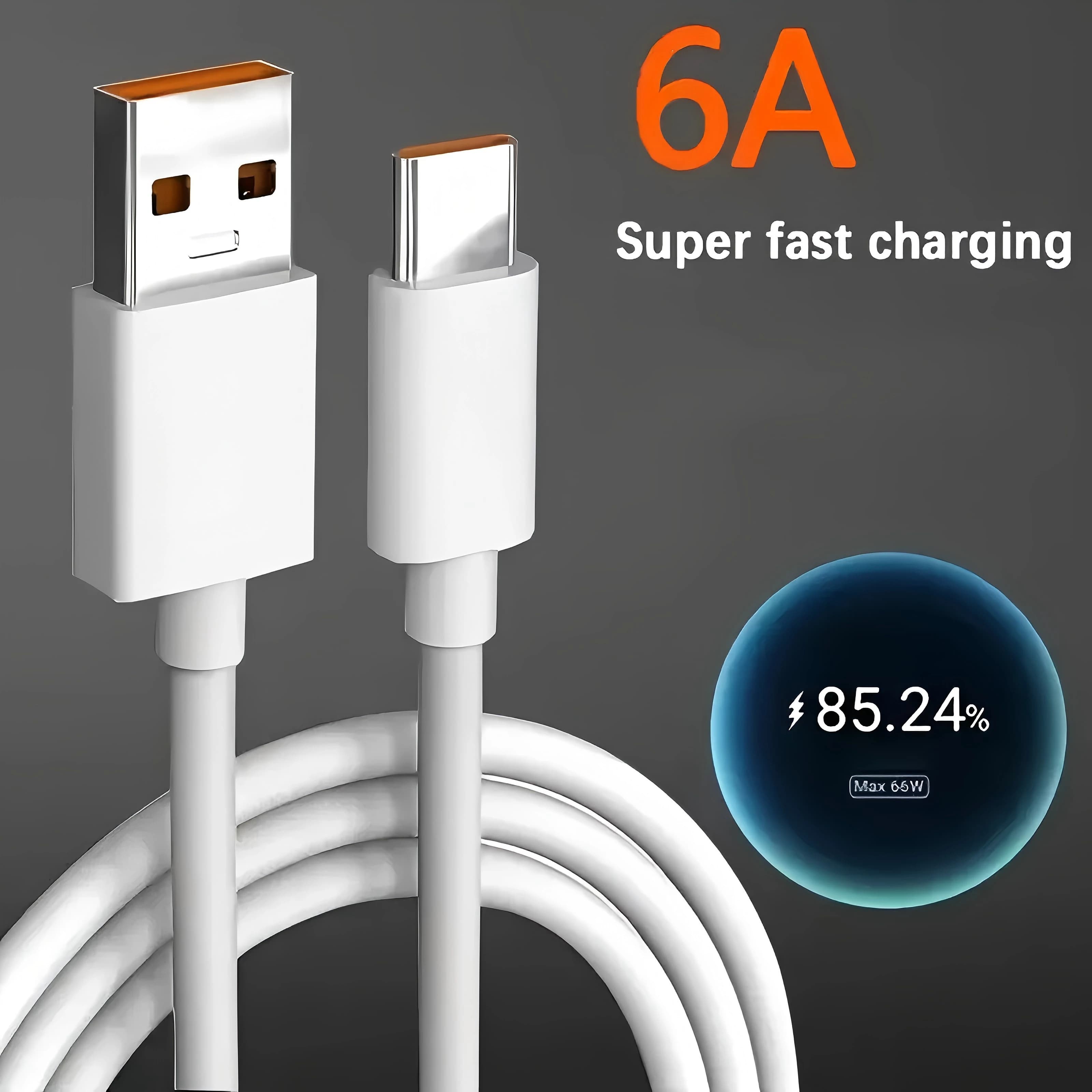 Cavo di ricarica USB Type-C 6A 120W (3/5/10 pezzi) per ricarica rapida Huawei, Xiaomi, Samsung, POCO, OnePlus, Realme, cavo dati Android