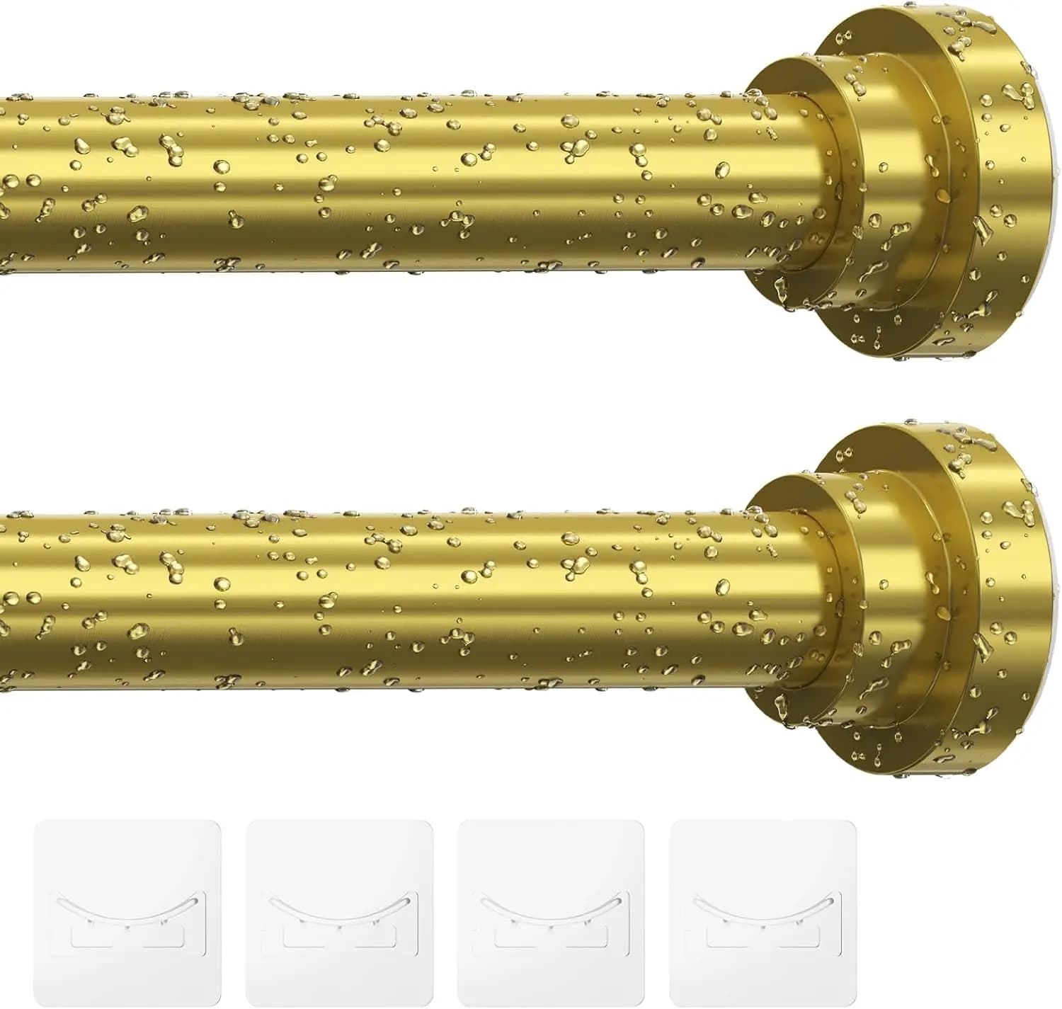 Set di 2 Aste per Tenda Doccia Dorate, 32-83 Pollici (2.6-6.9ft), Asta a Molla Regolabile Senza Foratura, con 2 Supporti Antiscivolo Gratuiti