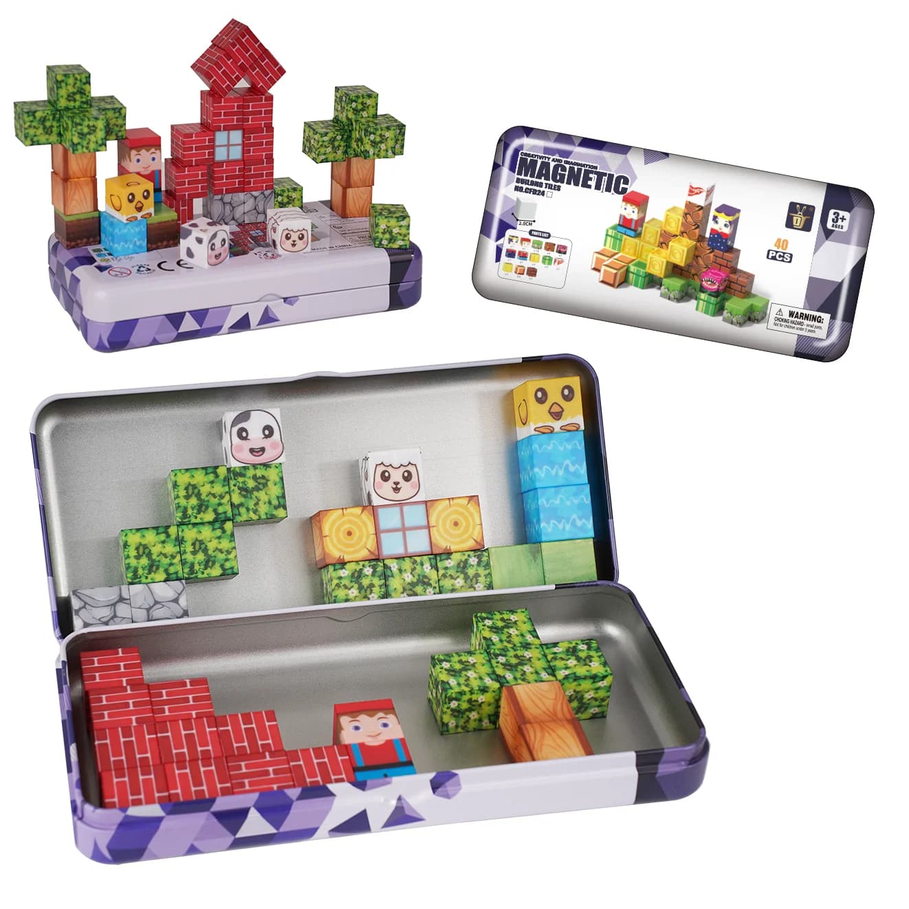 Blocchi magnetici da costruzione, set di cubi magnetici impilabili con scatola in ferro portatile, giocattoli educativi sensoriali STEM per bambini, ragazzi e ragazze, idee regalo