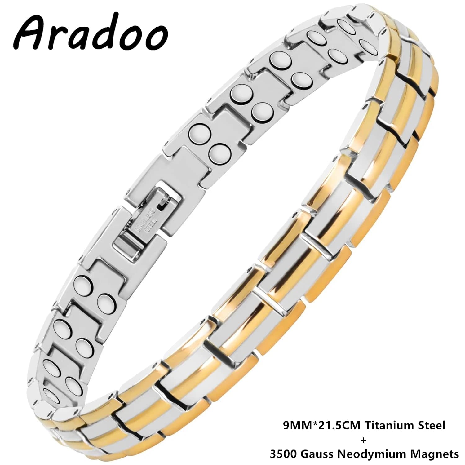 ARADOO Bracciale magnetico per donna Uomo Acciaio al titanio Magneti al neodimio Braccialetti a maglie Regali di gioielli