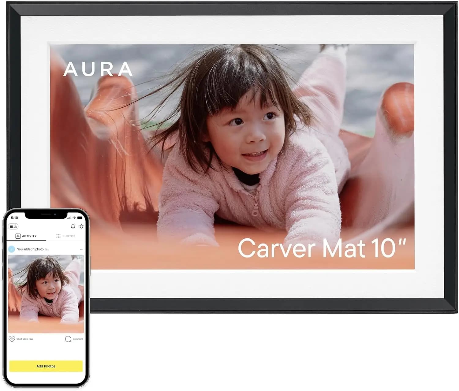 Cornice digitale HD da 10,1' con WiFi, app gratuita, configurazione semplice, condivisione di foto di testo: la scelta migliore del regalo di Wirecutter