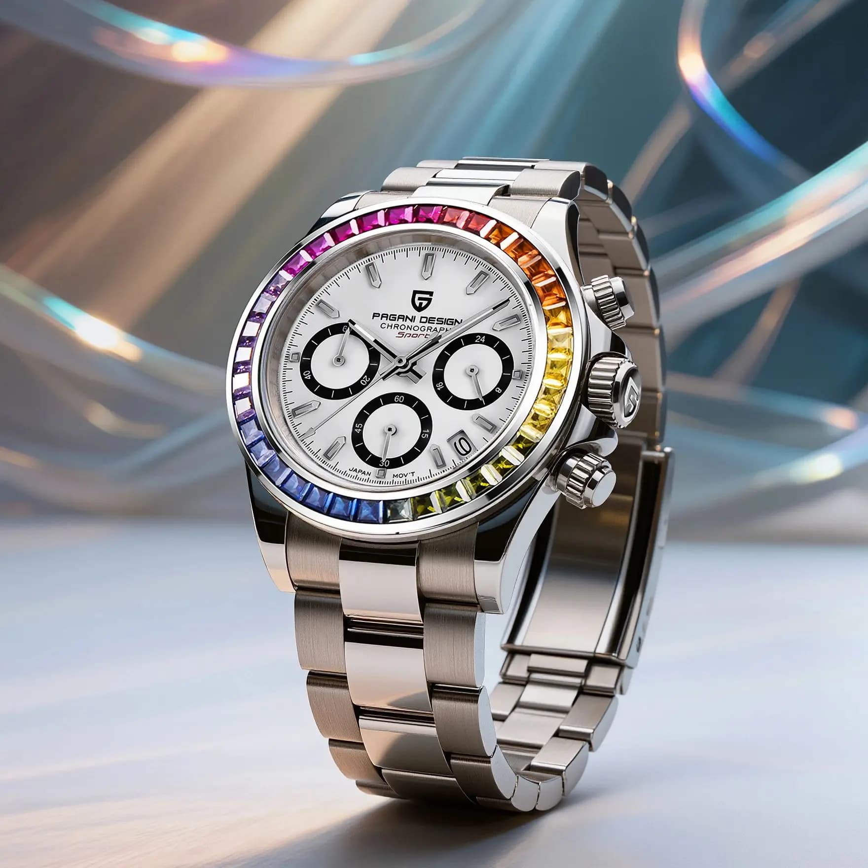 PAGANI DESIGN 2026 Nuovo Orologio da Polso Cronografo Arcobaleno di Lusso per Uomo, Data Automatica, Impermeabile 100M, Movimento Giapponese VK63