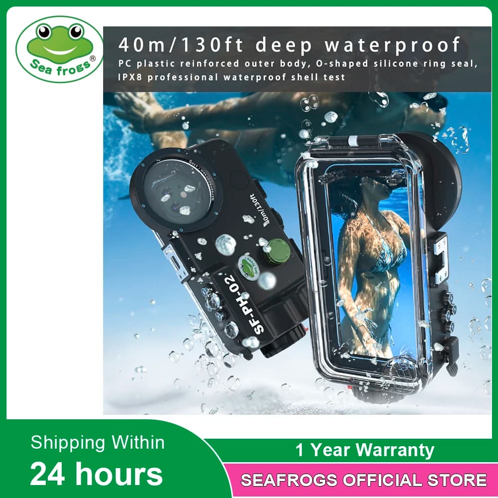 Nuovo modello Custodia per telefono impermeabile Seafrogs da 40 metri Nessuna applicazione per Iphone 13/13mini/13pro/13pro max