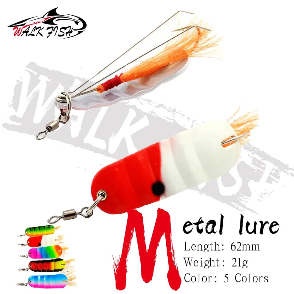 WALK FISH 1PCS 21g 6.2cm Metal Lure Mini Bait Fish Shape Ice Fishing Lure Head Supplies Fishing Tackle Hook Jigging Trout Sea
