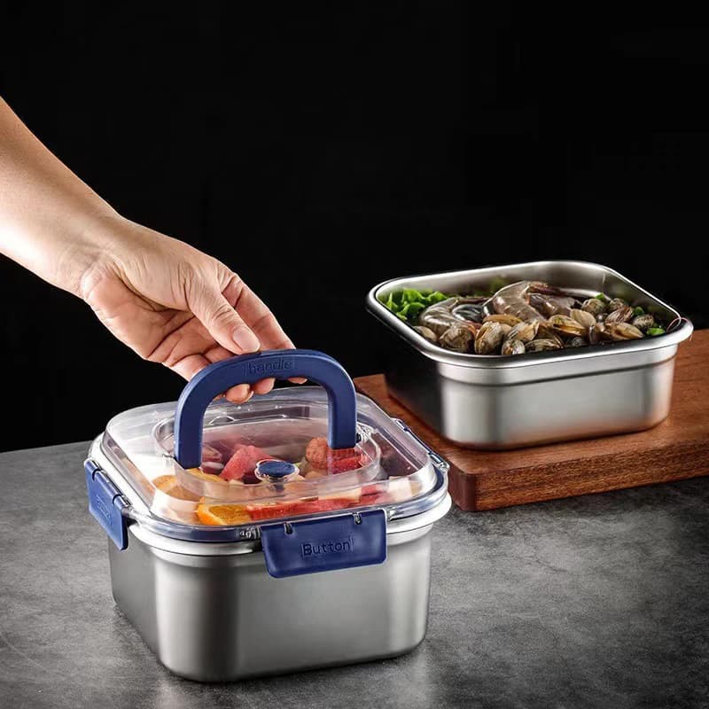 Contenitore per la preparazione dei pasti sani, contenitore per il pranzo alla frutta e insalata in acciaio inossidabile 316 con coperchio, sigillato per il campeggio scolastico in ufficio