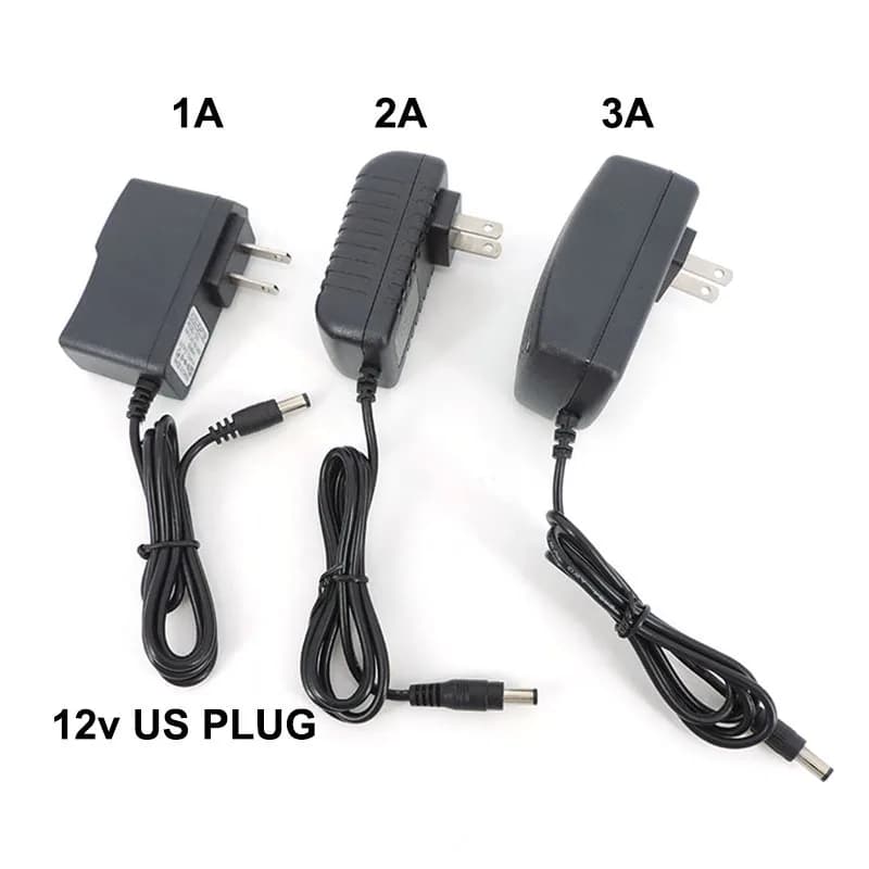Alimentatore/Caricabatterie 12V 2A con Spina USA, da AC 110V 220V a DC 1A 3A 1000mA 2000mA 3000mA, Trasformatore per Illuminazione, Adattatore da Viaggio USA 5.5mm