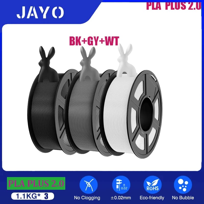 JAYO PLA 3D Printer Filament + 2.0 3 rolls pla plus 2.0 without smooth bubbles plus colors 3D Filament suitable for FDM printers 1,1 kg