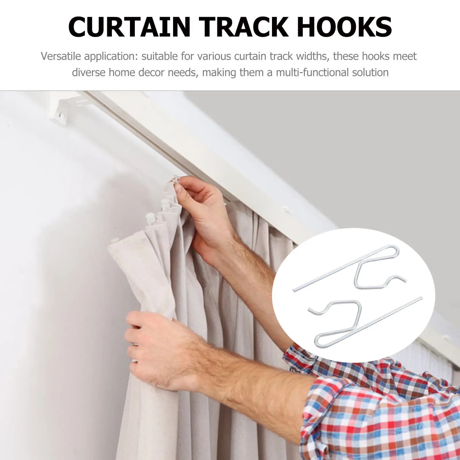 50Pcs Ceiling Curtain Track Hooks Metal Drapery Hooks Heavy Duty Curtain Hanging Clips for Bathroom Window Shower Rods Secure