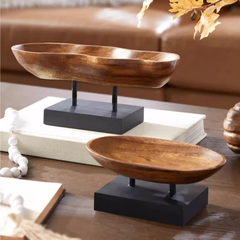 Organizer per vassoi in legno di acacia American Farmhouse con vassoio da scrivania multifunzionale a grana naturale, decorazioni rustiche per la casa