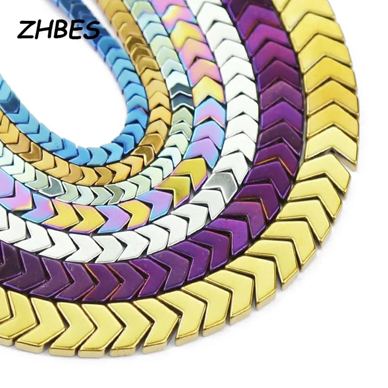 Pietra ematite naturale color oro, blu, verde frecce forma distanziatore 4/6/8/10MM perline sparse per creazione di gioielli braccialetti con ciondoli fai da te