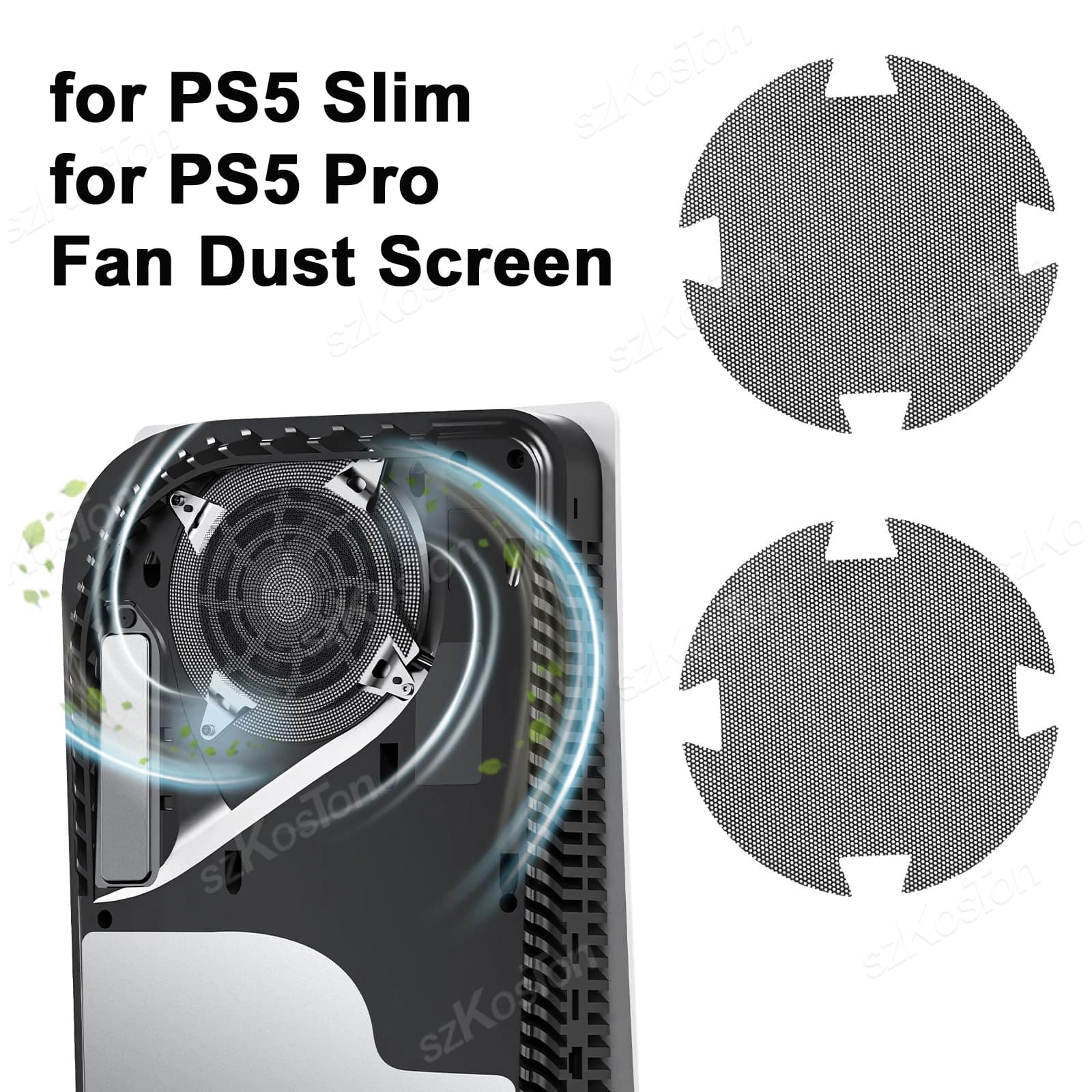 Filtro antipolvere per ventola per console di gioco PS5 Slim/PS5 Pro Ventola di raffreddamento Prese d'aria Schermo antipolvere per accessori PS5 Slim PS5 Pro