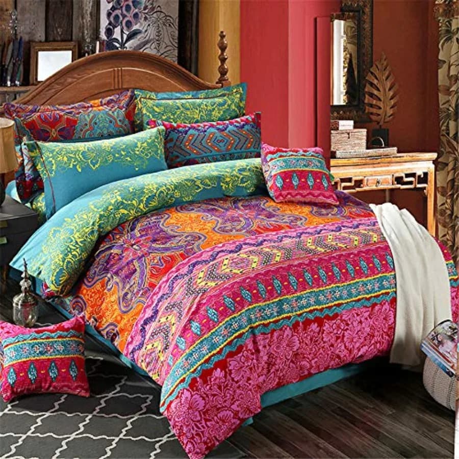 3Pcs Bohemia Retro Bedding Ethnic Vintage Floral Duvet Cover Boho Bedding 100% Brushed Cotton Bedding Sets Damask Paisley Colof