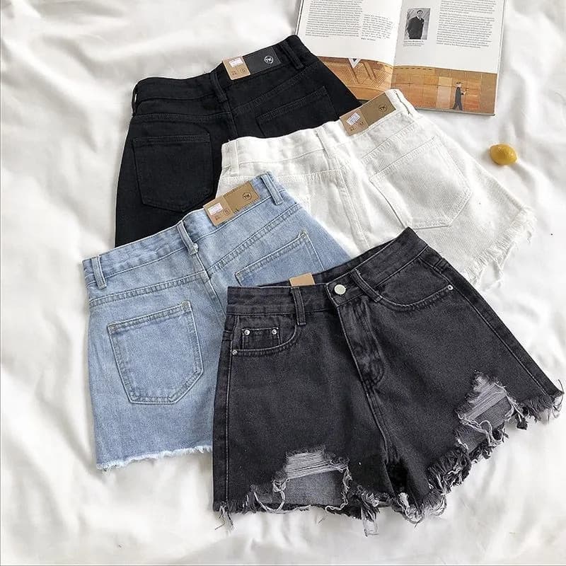 Shorts in Denim Blu Stile Cowboy alla Moda Coreana, Pantaloncini Estivi Casual da Donna a Vita Alta con Tasche e Nappe, Jeans Femminili Y2K