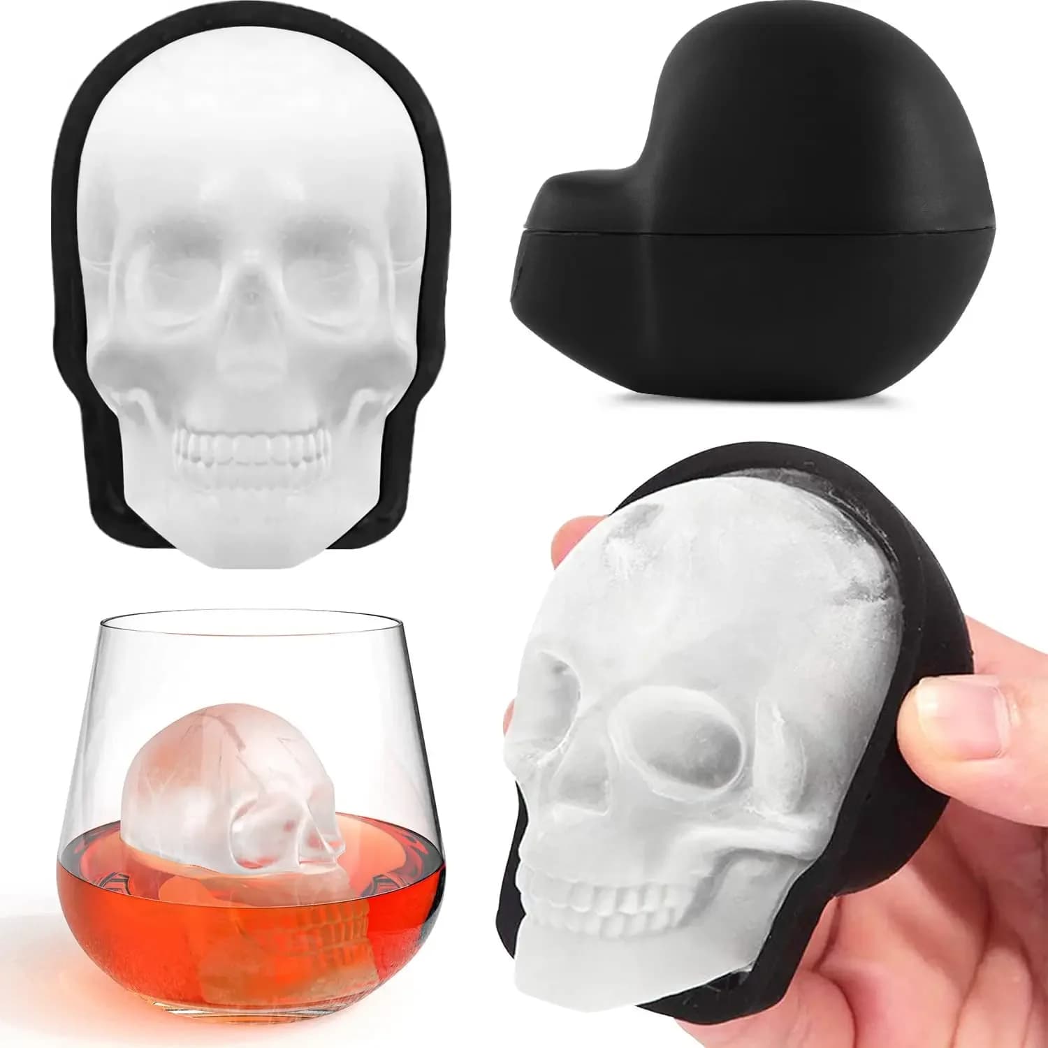1pc Extra Large 3D Teschio Vassoio di Ghiaccio 2023 Teschio Cubo di Ghiaccio Stampo In Silicone Halloween Bar Festa Whisky Cocktail Ice Maker Accessori
