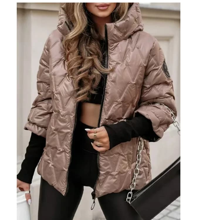 Inverno Caldo Collo Alto Manica Lunga Patchwork Giacca di Cotone Cappotto Con Cappuccio Abrigos De Mujer Manteaux Hiver Femme Chaqueta Acolchada